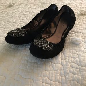 Black Suede Tahari Flats